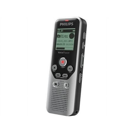 Philips - VoiceTracer Digital Voice Recorder 8GB DVT1250 - Dark Silver & Black