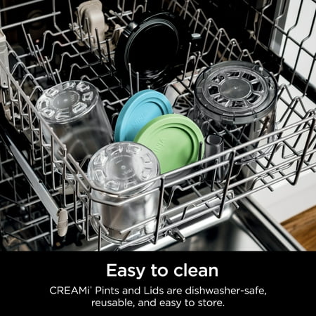 CREAMi Pints and Lids - 2 Pack, Compatible with NC300s Series Ninja Creami Ice Cream Makers - Clear/Lime/Aqua