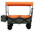 thumbnail image 3 of Tcbosik Collapsible Wagon w/Removable Canopy, Foldable Garden Cart with Mosquito Net and 7" All-Terrain Wheels, Heavy Duty Utility Camping Beach Cart with Rear Bag and Cup Holders, Orange, 3 of 10