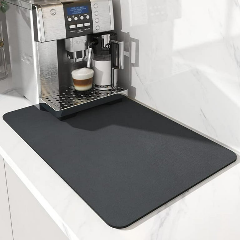 Coffee Mat Hide Stain Rubber Backed Absorbent Coffee Maker Mat for  Countertops Coffee Bar Dish Drying Mat 20x24in, Gray