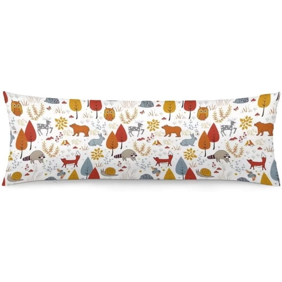 Animals Body Pillow Cover Forest Cute Fox Owl Rabbit Wildlife Animal Farmhouse Cushion Long Pillowcase with Zipper Decorative Soft Large Bedding Pillow Cases for Beddroom,Couch,Home Gifts 20"x54"