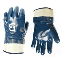 Better Grip BG105NITRILE Heavy Duty Premium Nitrile Rubber Fully Coated Gloves with Safety Cuffs, Smooth, Blue, Chemical Resistant, Large- 3 Pairs