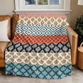 thumbnail image 4 of Orange Teal Boho Throw Blankets, Bohemian Geometric Pattern Soft Fleece Blanket Decorative for Home Sofa Couch Chair Living Bedroom, 40x50 inches,, 4 of 8