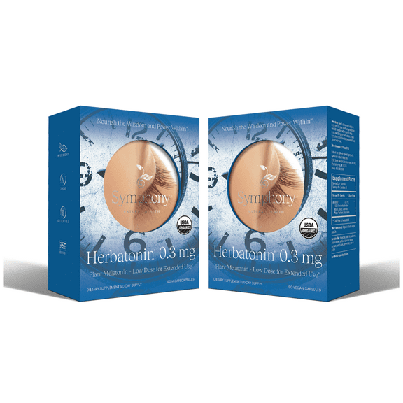 Herbatonin 0.3mg – The First Phyto-Melatonin (Natural Plant Melatonin) – 90 Vegan Capsules (90 Day Supply) Low Dose, Natural Sleep Aid and Circadian Rhythm Support (Pack of 2)
