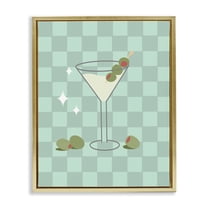 Stupell Industries Checkered Dirty Martini Food & Beverage Painting Gold Floater Framed Canvas Art Print Wall Art, 17 x 21