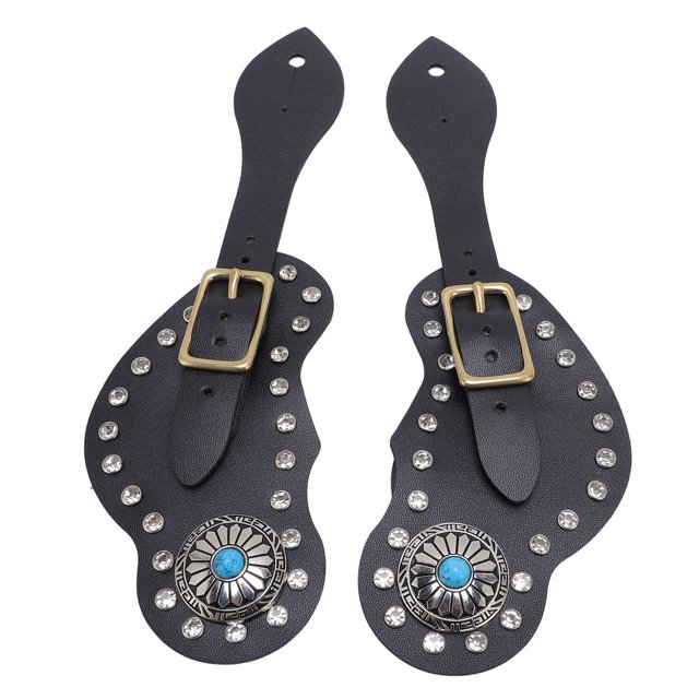 Sangles d'Épice Réglables en Strass, Éperons de Cowboy en Faux Cuir pour Équestres, avec Design Unique, Accessoire Essentiel, Ensemble de Porte-Épice