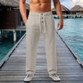 thumbnail image 2 of Bibifish Mens Pants Solid Color Casual Wide Leg Trousers Comfortable Relaxed Fit Elastic Waist Lightweight Breathable Daily Wear Sports Pants, 2 of 9