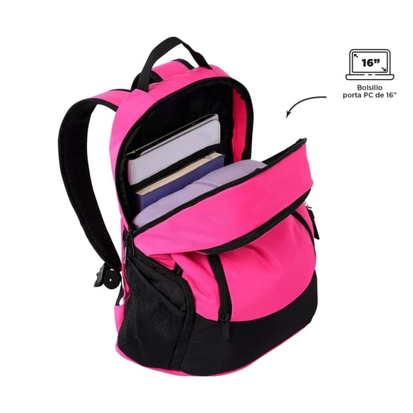 TOTTO Mochila Ergonómica Grande Porta Laptop 16 con Bolsillo para Botella | Escuela - Oficina - Viaj negro M