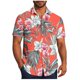 thumbnail image 2 of Blusa y camisa de manga corta con cuello vuelto para hombre, informal, a la moda, con estampado de bolsillo y botones, de poliéster., 2 of 6