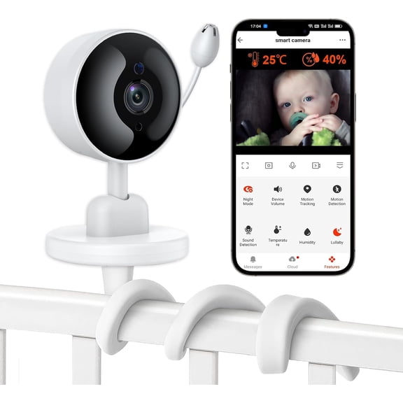 Baby Monitor with Camera and Audio WiFi Indoor Video Baby Camera w/ Mount