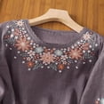 thumbnail image 5 of Womens Shirts 2026 Retro Embroidered 3/4 Sleeve Linen Spring Summer Tshirts Shirts for Women Purple Xl, 5 of 7