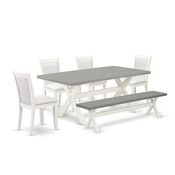 X097MZ001-6 6Pc Dining Set - Rectangular Table , 4 Parson Chairs and a Bench - Multi-Color Color