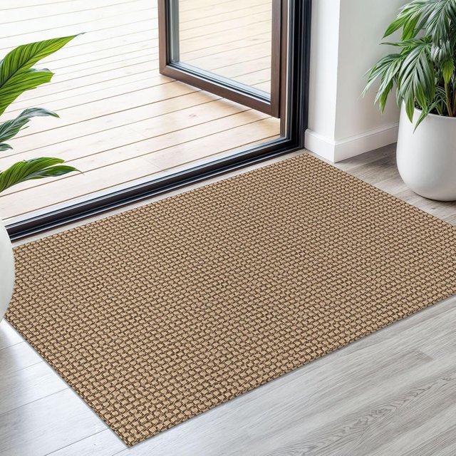Braided Area Rug x Ft Washable Rugs for Entryway Throw Rugs Rubber Backed Boho Door Mat Indoor Entrance Cotton Kitchen Rugs Woven Front Door Rug for Foyer Living Room Tan/