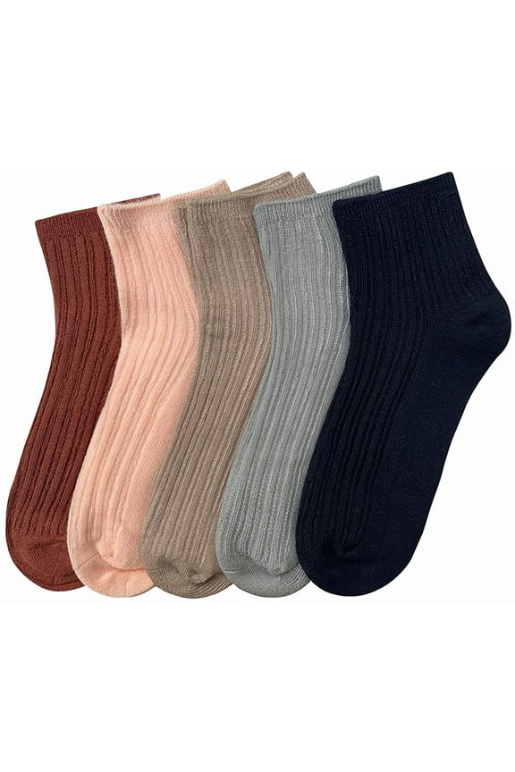 Bamboo Stretch Kids Ankle Socks, Breathable and Lightweight for Preschoolers, Thin and Soft Baby Socks - 5 Pairs (Assorted2, 9-12 Years)