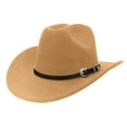 thumbnail image 1 of Sombrero vaquero recto nuevo, estilo británico, fedora, copa plana, sombrero de copa de lana, protección solar, M (56-58 cm), 1 of 2
