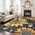 thumbnail image 3 of Sunflower Bee Large Area Rugs for Bedroom Living Room, Soft Non Slip Carpet Bedside Rug, Black Yellow Farm Flower Spring Summer Rectangular Floor Cover Kitchen Accent Rug 6'x9' for Dining Room/Office, 3 of 9