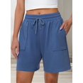 thumbnail image 5 of Women Sweat Shorts Summer Loose Athletic Short Drawstring Waist Lounge Running Shorts with Pockets Robin Blue S, 5 of 8
