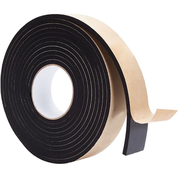 Cinta aislante de espuma EVA autoadhesiva de alta densidad, color negro, de 5 m (41 x 6 mm), 1,6 x 0,24 pulgadas, resistente, para juntas de goma.