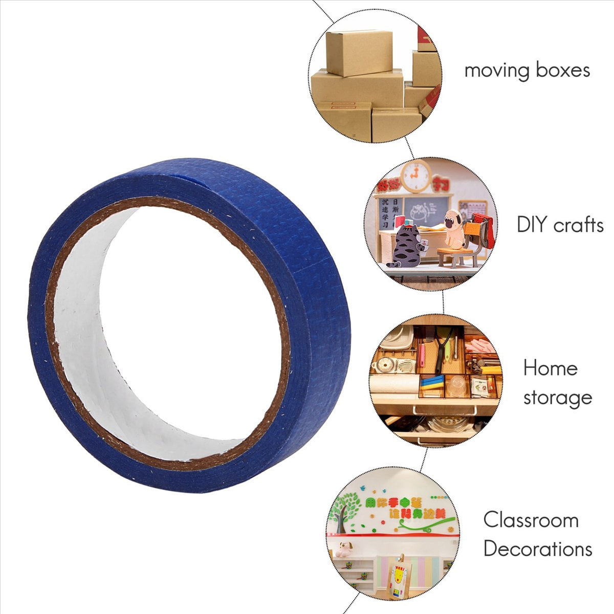 Blue Painters Tape Masking Tape 1 Inch, DIY or Professional Painter (24 Pack,22Yard Per Roll),24 x Masking Tape,blue