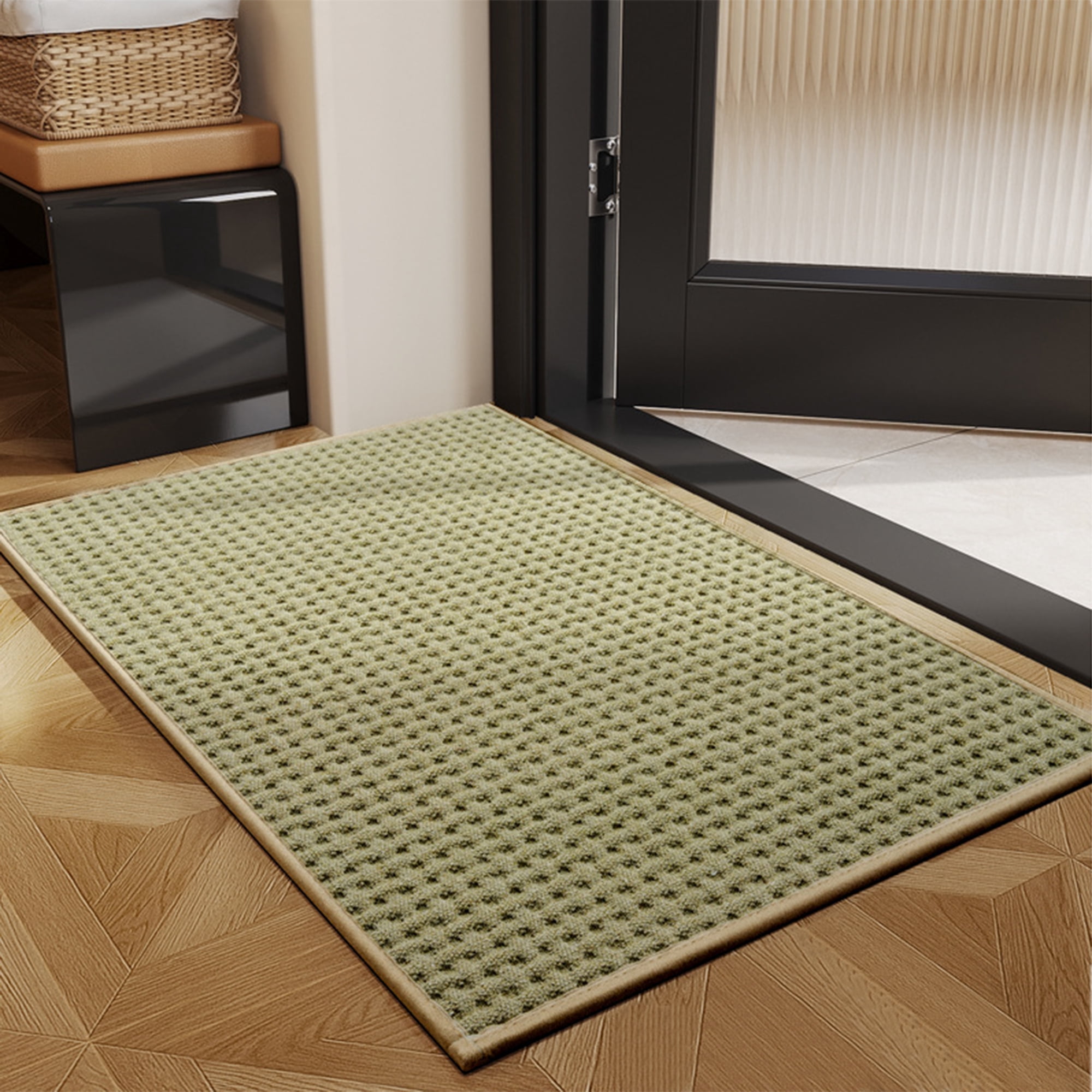 Unique Bargains Weaving Pattern Soft Absorbent Bath Mat Green 20" x 32"