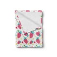 thumbnail image 2 of Strawberry Soft Flannel Fleece Throw Blanket, Pattern of Doodle Zigzags Circles and Fruits, Cozy Plush for Indoor and Outdoor Use, 50" x 70", Pink Seafoam White, by Ambesonne, 2 of 5