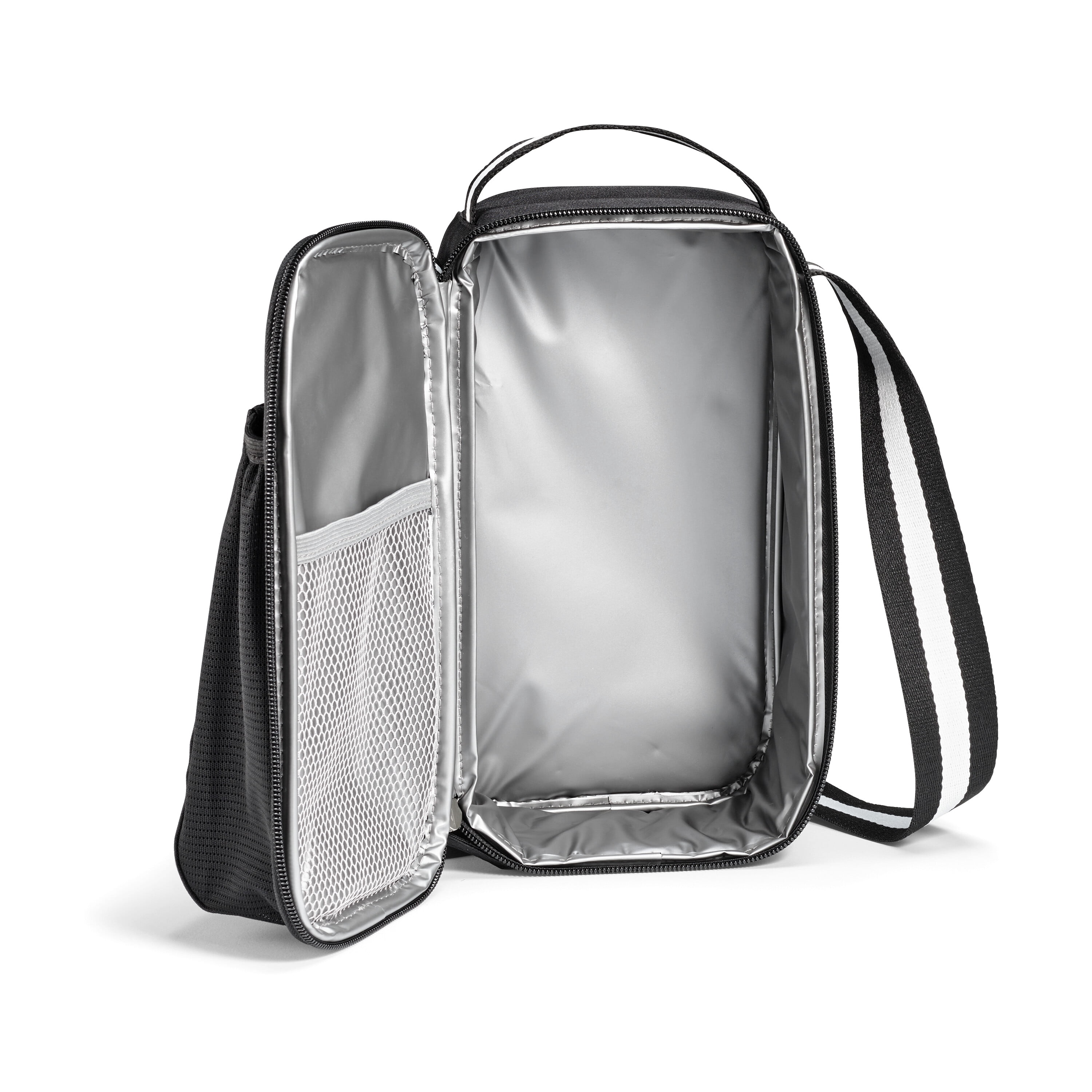 Fit + Fresh Nina Water Bottle Bag, Insulated Crossbody Lunchbox for Kids and Tweens, Black
