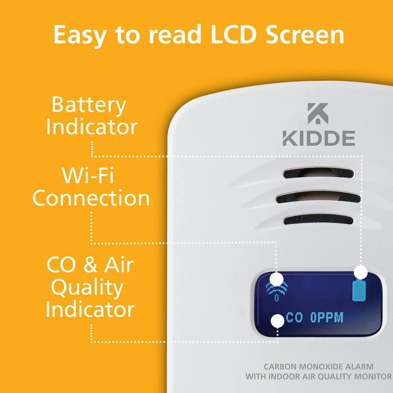 Kidde Plug-In Smart Carbon Monoxide Detector & Indoor Air Quality Monitor  with Battery Backup