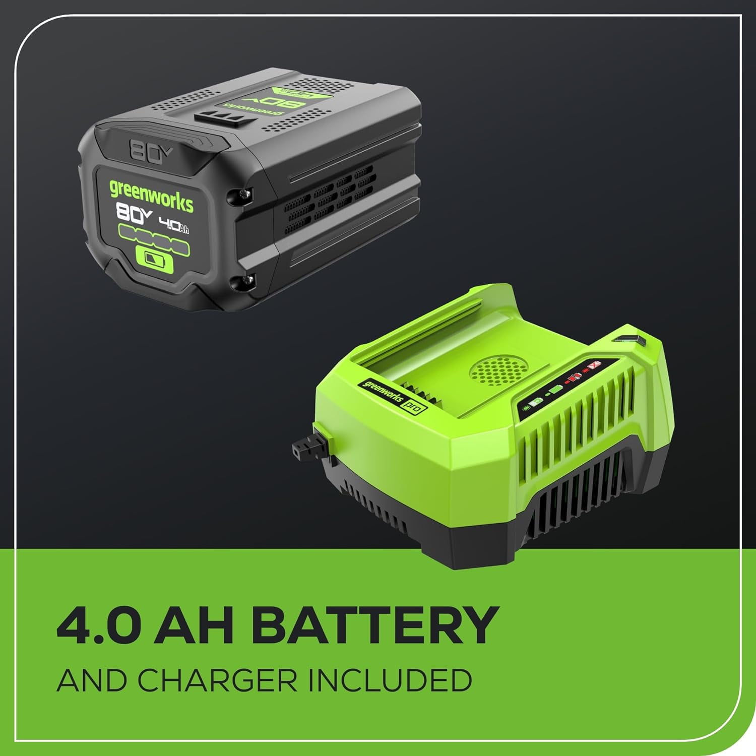Greenworks 80V 21" Brushless Cordless (Push) Lawn Mower (LED Headlight + Aluminum Handles), 4.0Ah Battery and Rapid Charger Included (75+ Compatible Tools)