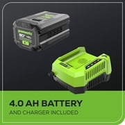 Greenworks 80V 21 Brushless Cordless (Push) Lawn Mower (LED Headlight + Aluminum Handles), 4.0Ah Battery and Rapid Charger Included (75+ Compatible Tools)