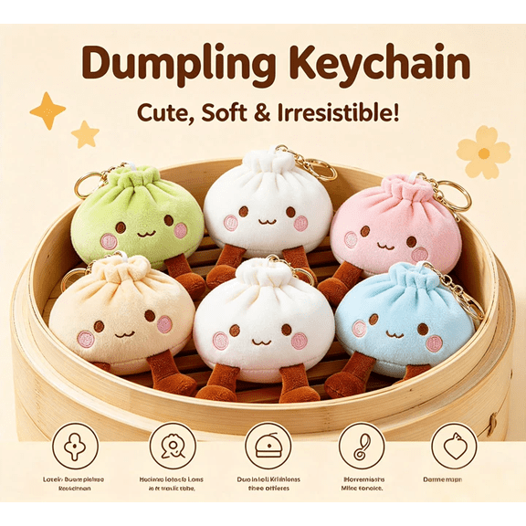 5pcs Dumpling Stuffed Animal, Baozi Plushie Toy, Soft Stuffed Baozi Plush, Great Birthday Christmas Valentine's Day Gifts for Kids Boys Girls