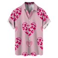 thumbnail image 2 of Camisa hawaiana con estampado 3D de corazones de amor para hombre, camisa informal de manga corta con botones y cuello de solapa para vacaciones en la playa, camisa Aloha de verano, 2 of 5