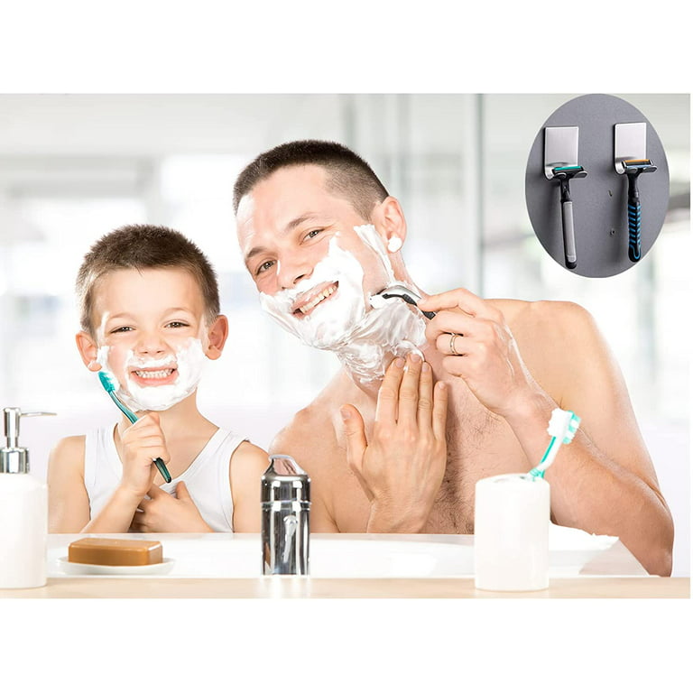 4 Razor Holder Shaving Brush Bracket Wall Adhesive Shower Stainless Steel  Hook
