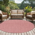 thumbnail image 5 of Peach Pink 7ft Round Rug, Farmhouse Burlap Solid Pink Color Modern Linen Texture Non-Skid Rubber Backing Large Area Rugs - Living Room Bedroom Home Office, Indoor Floor Mat Carpets Washable Rug, 5 of 9