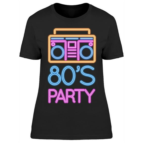 80S Party With Boombox T-Shirt Women -Image by Shutterstock, Female x-Large