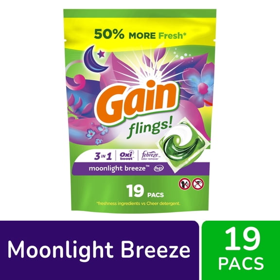 Gain Flings Moonlight Breeze Laundry Detergent Pods 19 ct - Pack of 1