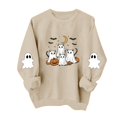 thumbnail image 4 of BVOFAR Halloween Sweatshirts for Women Plus Size Ghost Graphic Pullovers Fall Going Out Round Neck Long Sleeve Sweater Tops Halloween Costumes Khaki XXL, 4 of 5
