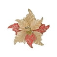 thumbnail image 3 of Flor de Pascua artificial, flores navideñas de imitación, decoración floral navideña Oro, 3 of 9