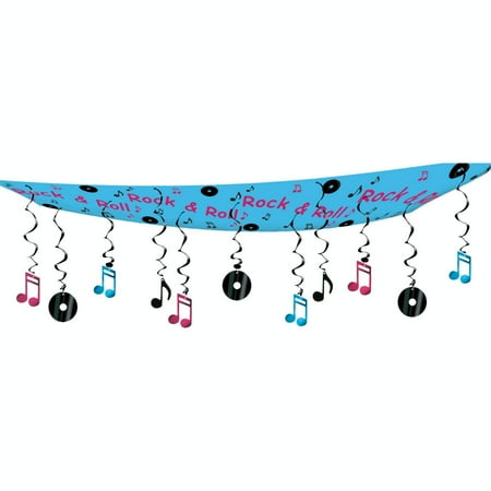 6 Rock Roll Theme Record And Music Note Hanging Ceiling Party