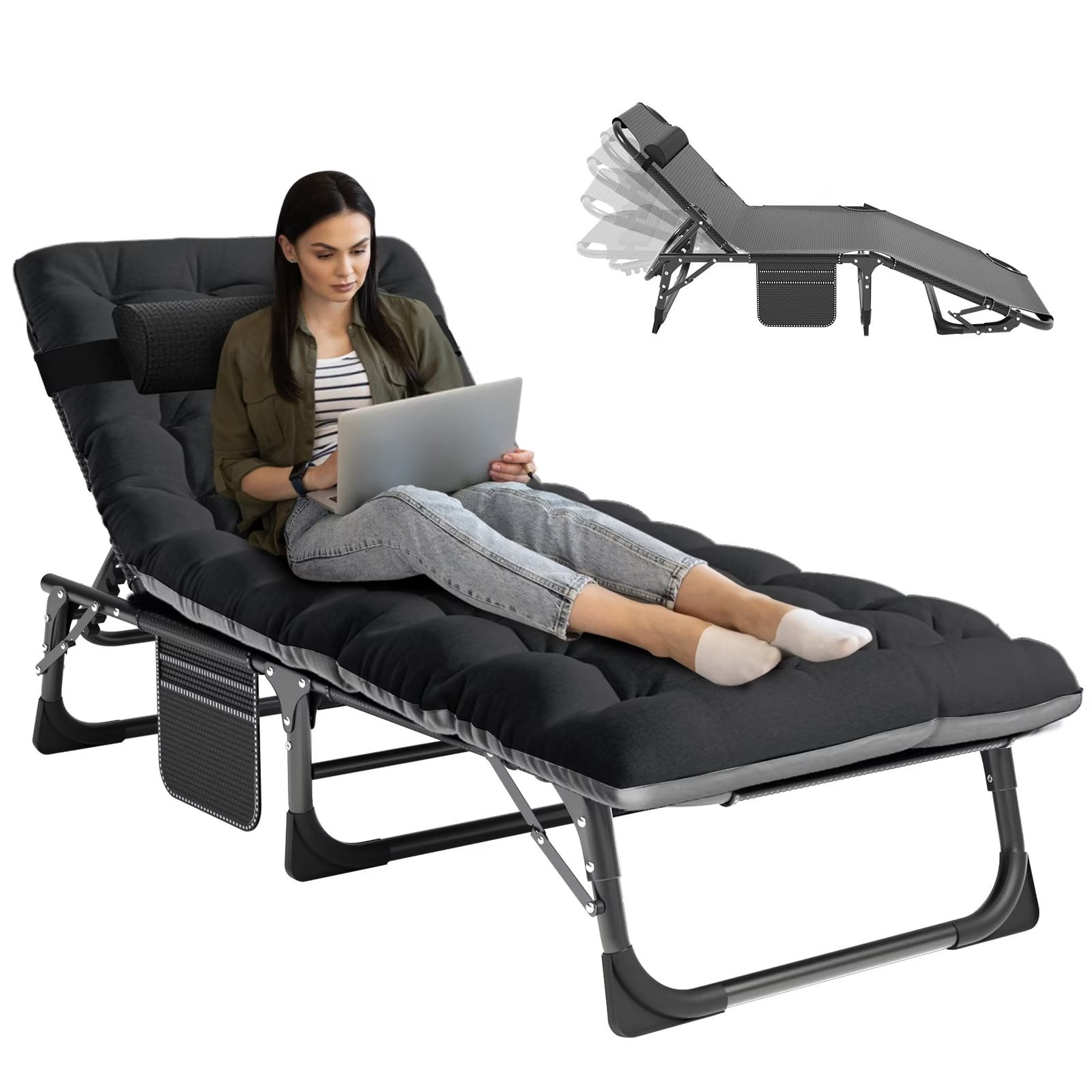 MOPHOTO Patio Lounge Chairs,Portable Folding Lounge Chair, Patio Chaise