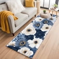 thumbnail image 3 of White Blue Flowers Area&nbsp;Rug 2x6ft Spring Pastoral Art Non-Slip&nbsp;Washable Square&nbsp;Rugs Soft Felt Indoor Floor Mat for Bedroom Kitchen Living Room Bathroom, 3 of 9