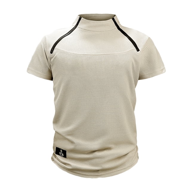 Birdeem Chemises pour Hommes Mode Décontractée Fermeture Éclair Col Montant Shorts Col Rond Chandail Tops