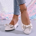 thumbnail image 5 of BRGZLK Women's Flat Shoes Solid Color Versatile Round Toe Bowknot Suede Casual Comfortable Slip On Shoes Lightweight Breathable Walking Flats for Daily Wear White 6.5, 5 of 9