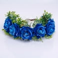 thumbnail image 4 of EeaseMX 1 tocado floral con rosas artificiales para boda, diadema de cosplay para niñas y novias (azul), 4 of 7