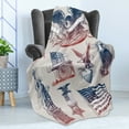thumbnail image 4 of American Soft Flannel Fleece Blanket, Vintage National Symbols Hand Drawn Style Abraham Lincoln Eagle Statue of Liberty, Cozy Plush for Indoor and Outdoor Use, 70" x 90", Multicolor, by Ambesonne, 4 of 5