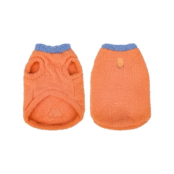 Cloud Velvety Dog Cat Vest, Fleece-Lined Pet Apparel - Pullover Style, Orange, M Size, Warm Fleece Lining, Soft Cloud Velvet, Autumn Winter Suitable - For Dogs, For Cats, Indoor Outdoor Wear