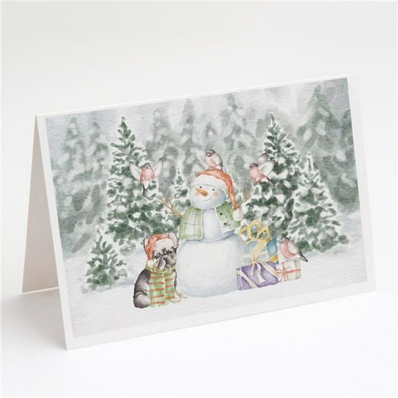 French Bulldog Brindle with Christmas Presents Greeting Cards and Envelopes Pack of 8 7 in x 5 in