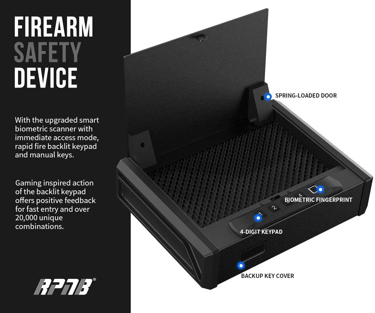 RPNB Gun Safe Biometric with 3 Access Ways for 2 Pistols