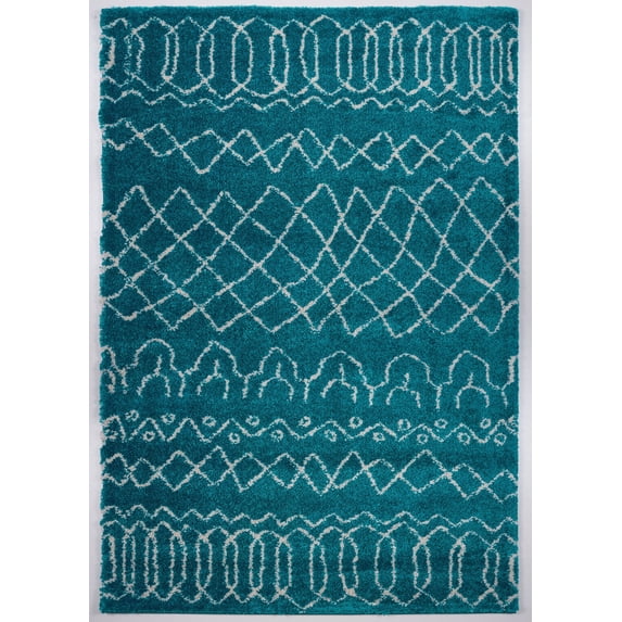 Ladole Rugs Trellis Synthetic Beautiful Soft Modern Carpet Area Rug in Turquoise-Ivory 8x11 (7'10" x 10'5", 240cm x 320cm)