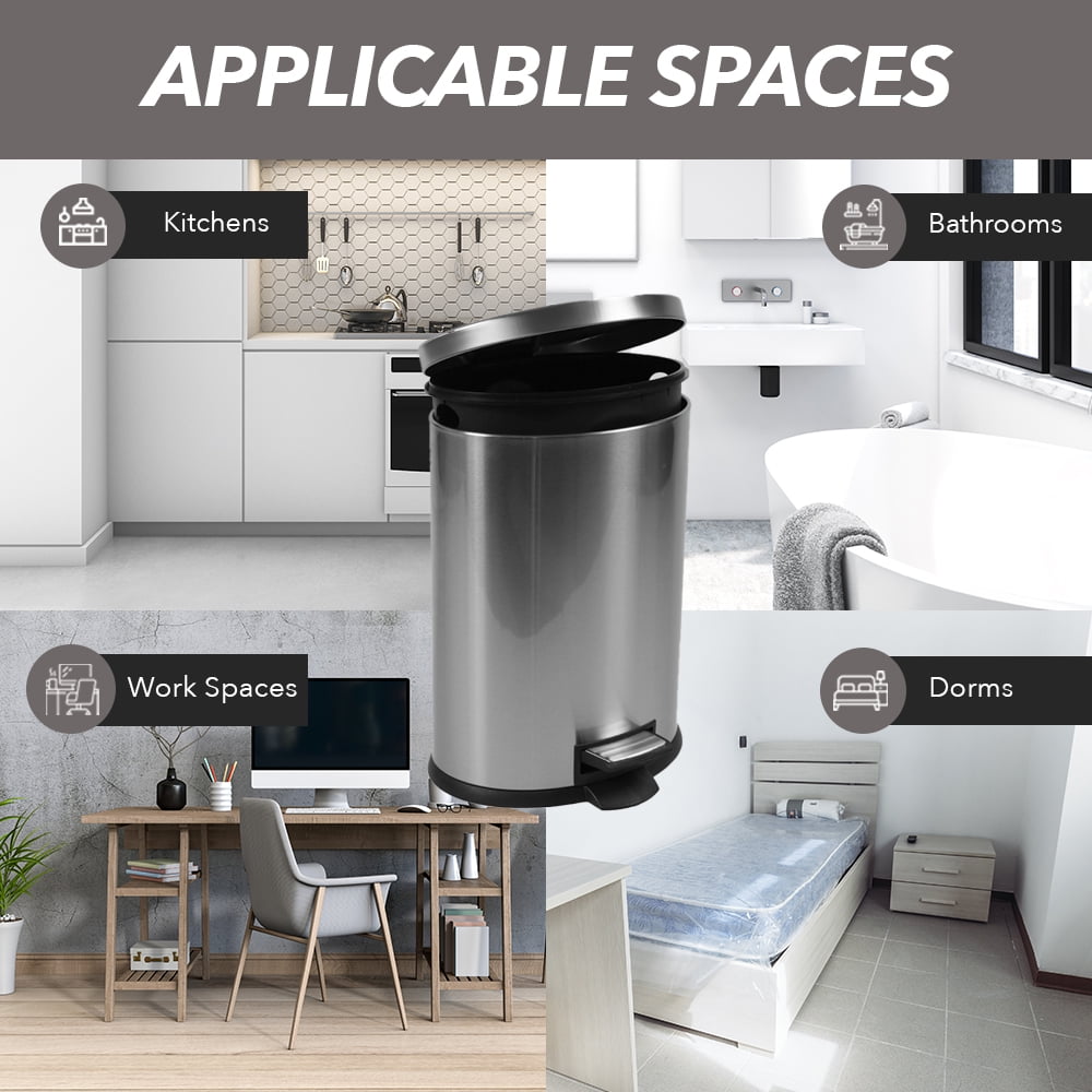 APARTMENTS 3.1 Gallons Stainless Steel Step On Trash Can Sets