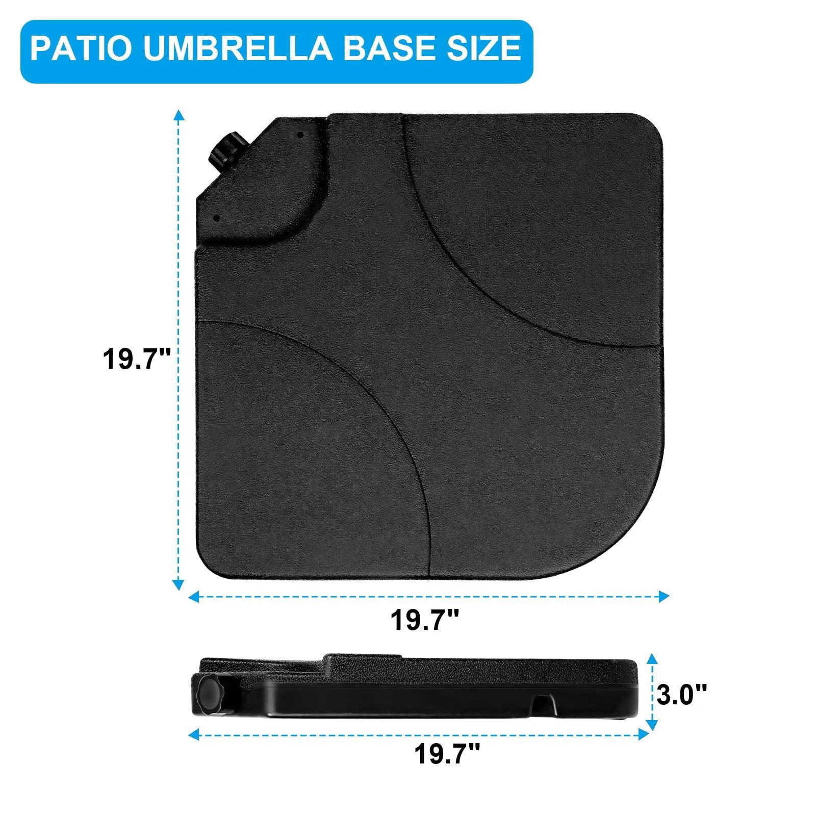 Simple Deluxe 4pcs 176lb Capacity Cantilever Offset Patio Umbrella Base Water Sand/Filled Outdoor Heavy-Duty, Black, Square